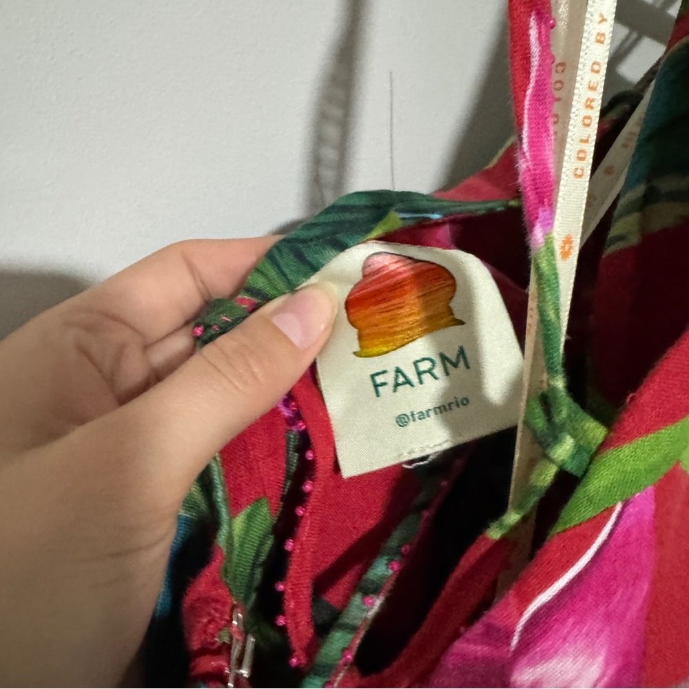 FARM Rio Red Dream Garden Lenzing Ecovero Euroflax Maxi Dress Red Sizd Small - Picture 8 of 9